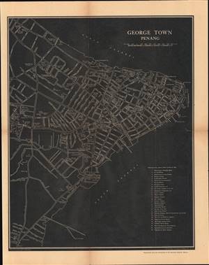 1960 Survey Department of Malaya Map of George Town, Penang