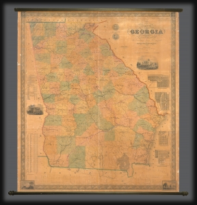 1847 Bonner First Edition Wall Map of Georgia - First official map of Georgia