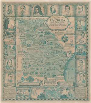 1957 Poteat Pictorial Map of Georgia