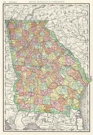 1888 Rand McNally Map of Georgia, United States