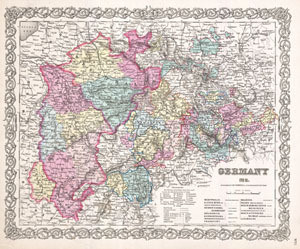 1855 Colton Map of Western  Germany: Westphalia, Rheinland