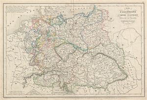 1850 Delamarche Map of Germany, Prussia and the Germanic Confederation
