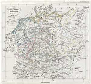 1854 Spruner Map of Germany with ecclasiastical divisions