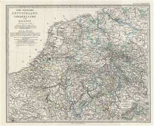 1873 Stieler Map of Holland, Belgium and Northwestern Germany