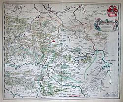 1647 Blaeu Map of Mansfeldia in Western Germany near Luxembourg