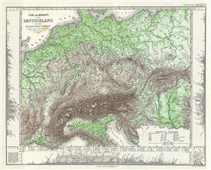 1857 Stieler Physical Map of Central Europe