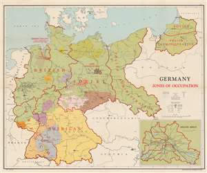 1946 U.S. State Department Map of Germany Post World War II Allied Occupation Zones