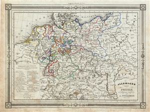 1852 Vuillemin Map of Germany, Prussia and the Germanic Confederation