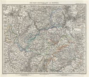 1873 Stieler Map of the Northern part of Southwest Germany