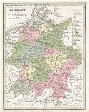 1835 Bradford Map of Germany and Switzerland