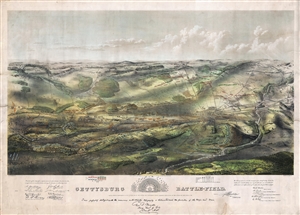 1863 Proof State of Bachelder's Iconic View of the Battle of Gettysburg