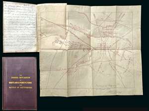 1863 Book and Manuscript Map of the Battle of Gettysburg with Manuscript Notes