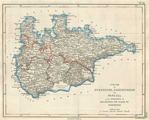 1854 Pharoah Map of the Ghunapoor, Davercondah and Pangull Circars , India