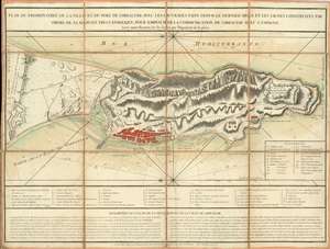 1762 Lattré map of the Fortifications on Gibraltar