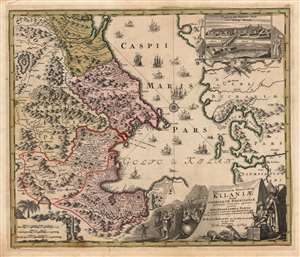 1728 Homann map of Azerbaijan and the Persian-Russia Frontier