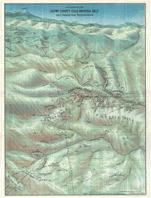 1904 Clason Map or View of the Gilpin Colorado Gold and Mineral Belt