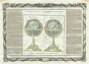 1786 Desnos and de la Tour Map or Chart of the Terrestrial and Celestial Globe