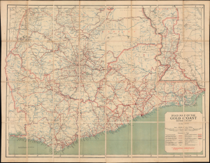 1948 Survey of Ghana Folding Road Map of the Gold Coast