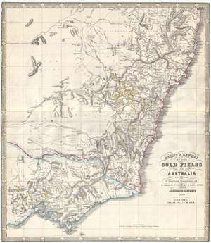 1852 Phillip Map of the Gold Fields of New South Wales, Australia