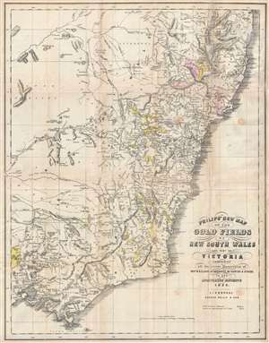 1853 Phillip Map of the Gold Fields of New South Wales, Australia