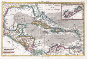 1780 Raynal and Bonne Map of the West Indies, Caribbean, and Gulf of Mexico
