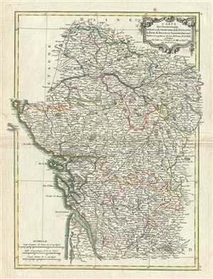 1771 Bonne Map of Poitou, Touraine and Anjou, France
