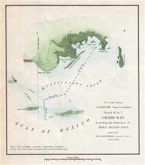 1851 U.S. Coast Survey Chart or Map of Grand Bay and Mississippi Sound
