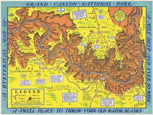 1940 Jolly Lindgren Humorous Pictorial Map of Grand Canyon National Park