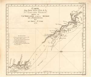 1774 Cook Nautical Map of the Great Barrier Reef in Australia