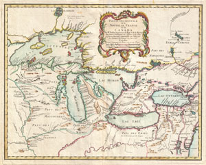 1755 Bellin Map of the Great Lakes