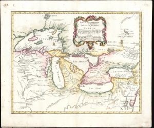 1755 Homann Heirs and Bellin Map of the Great Lakes