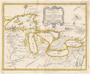 1755 Homann Heirs and Bellin Map of the Great Lakes