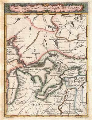 1763 Gazzettiere Americano Map of the Great Lakes