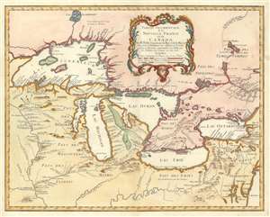 1755 Homann Heirs and Bellin Map of the Great Lakes