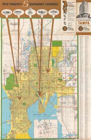 1968 Dolph Map Company City Plan or Map of Tampa, Florida