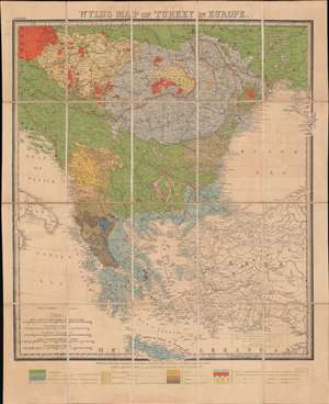 1878 Wyld Map of Turkey in Europe w/ Ethnological Shading
