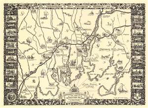 1939 Selchow Pictorial Map of Greenwich, Connecticut