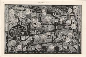 1933 Frank Hanley Pictorial Map of Prohibition Era Greenwich Village, New York City