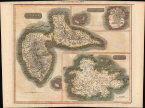 1814 Thomson / Kirkwood Map of Guadaloupe, Antigua, Marie Galante (West Indies)