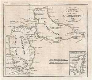 1822 Franz Pluth Map of Guadeloupe