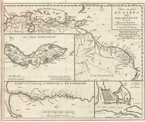 1767 Tirion Map of Guiana, Venezuela, and Curacao