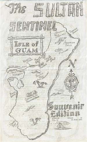 1954 U.S. Navy Shipboard Zine 'Sultan Sentinel' w/ Guam Pictorial Map
