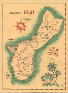 1956 Davis Pictorial Map of Guam