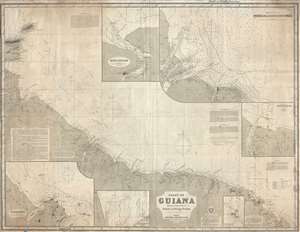 1875 Imray Blueback Nautical Chart or Map of Guiana / Guyana