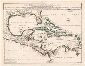 1717 De Fer Map of the Florida, the West Indies, and Central America