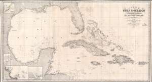 1875 Imray Blueback Chart or Map of the Gulf of Mexico and the West Indies