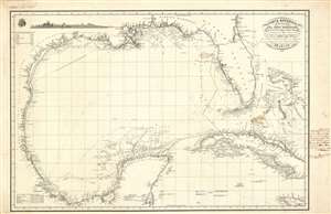 1836 Felipe Bauza Map of the Gulf of Mexico, Florida, and the Bahamas