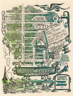 1967 Terré 'Hobbit's-Eye' Pictorial Map of Haight-Ashbury, San Francisco