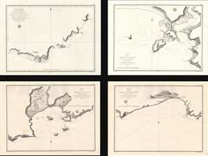 1819 Set of Four Depot Generale de la Marine Charts of Hainan Island, China