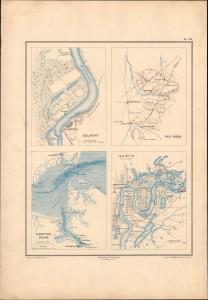 1890 Vorzet Map of the Battles of Hampton Roads, Pea Ridge, Belmont, and Island No. 10